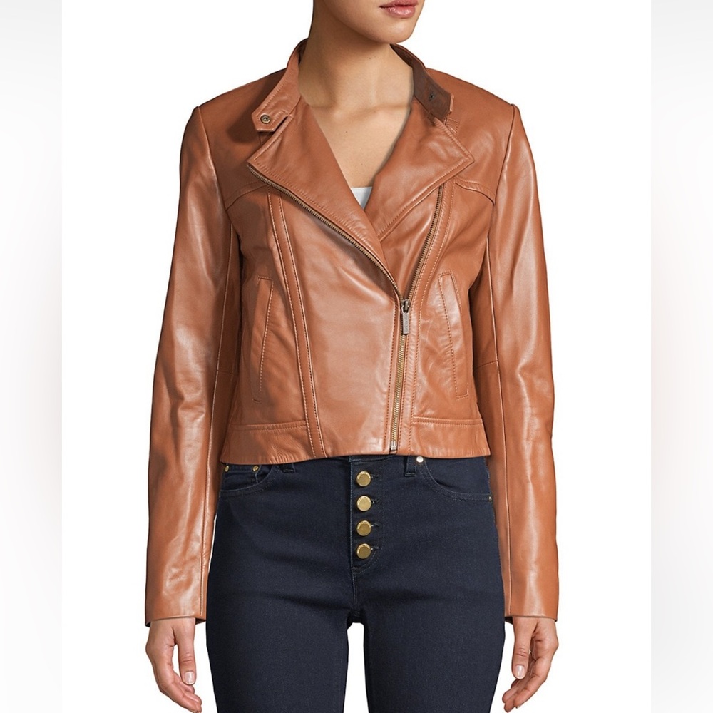 MICHAEL Michael Kors Tan Leather Jacket